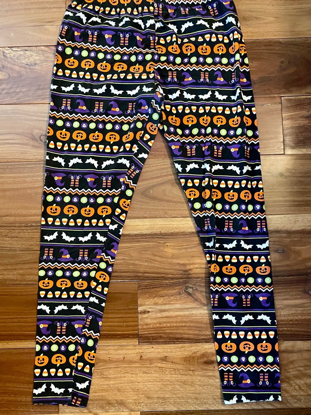 No Boundaries Juniors - Women’s Halloween Leggings - Black, Orange & Purple